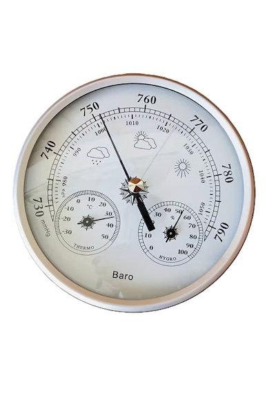 Barometre Seti. 3'lü Barometre Termometre Hygrometre. 130mm. Beyaz