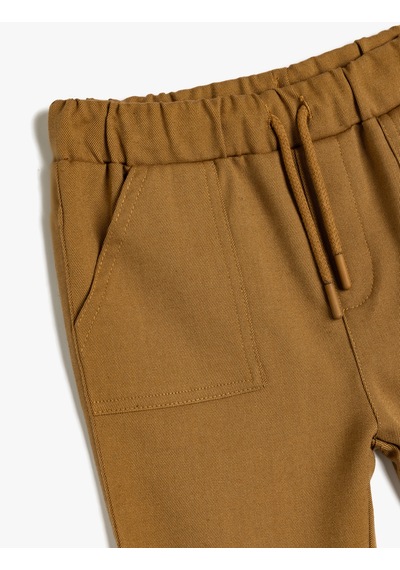 Koton Jogger Pantolon Beli Bağlamalı Cepli Deve Tüyü 5wmb40015tw Taba