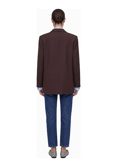 Nauvè Kruvaze Oversize Vatkalı Blazer Ceket Kahverengi