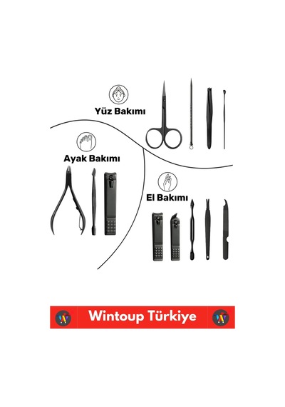 Wintoup Çantalı Manikür Pedikür Seti 12'li