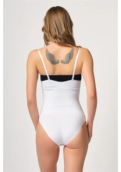 Semel Beyaz Göğsü Açık Agraflı Body Korse