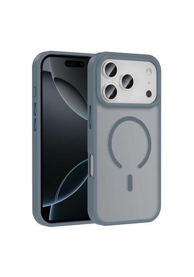 Apple, Uyumlu iPhone 17 Pro Max Kılıf M-safe Şarj Özellikli Mat Arka Yüzey Zore Sio Kapak Gri