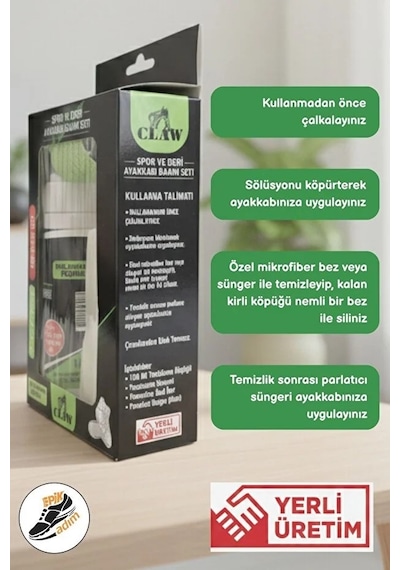 Sepet Pazarola 4'lü Set Spor Ve Deri Ayakkabı Bakım Seti Temizleme Köpüğü 150 Ml, Sünger, Mikrofiber Bez, Parlatıcı Sünger