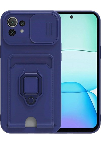 Cosmotex Newface Xiaomi Mi 11 Lite Kılıf Zuma Kartvizitli Yüzüklü Silikon - Lacivert