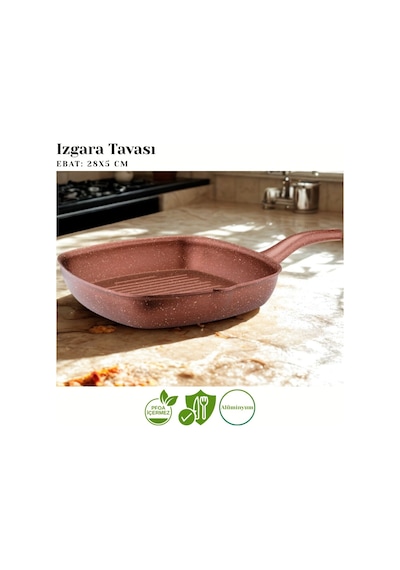 Katre 28 Cm Granit Izgara Tavası - Koyu Bakır
