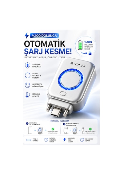 Type-c Batarya Koruma Cihazı Otomatik Şarj Kesici Telefon Tablet Powerbank Uyumlu Powerguard X1