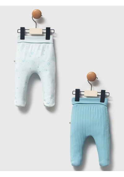 Moi Noi Baby Moi Noi 2li Baskılı Tek Alt Bebe - Mavi