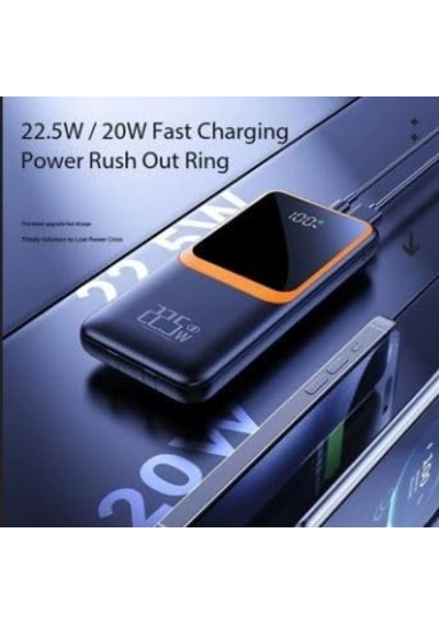 Ayrex H32 10000 Mah Power Bank Pd 20w Ve Usb 22.5w Fast Hızlı Şarj Dahili Type C Ve Lightning Kablolu Dünya Standa