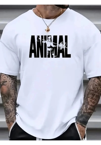 Vexor Baskılı Oversize Bisiklet Yaka T-shirt - Beyaz Siyah