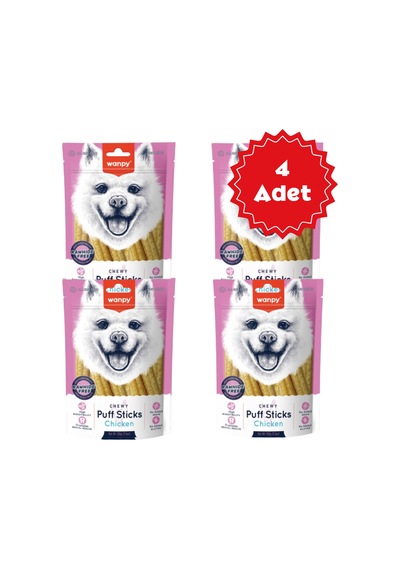 Wanpy Chewy Puff Sticks Tahılsız Tavuklu Köpek Ödül Maması 100grx4 Adet