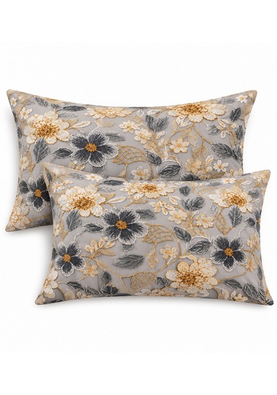 More Home %100 Pamuklu 5d Kapaklı Yastık Kılıfı 2 Adet 50 X 70 Cm - Floral Çok Renkli