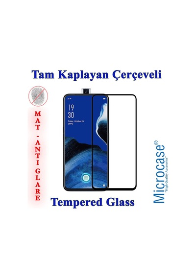 Oppo Reno 2Z Tam Kaplayan Çerçeveli Cam - Mat Siyah