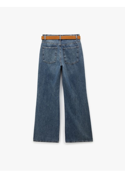 Koton Pamuklu Kemerli İspanyol Paça Denim Pantolon - Flare Jeans Koyu İndigo 6sal40138md İndigo Koton Pamuklu Kemerli İspanyol Paça Denim Pantolon - Flare Jeans Koyu İndigo 6sal40138md İndigo