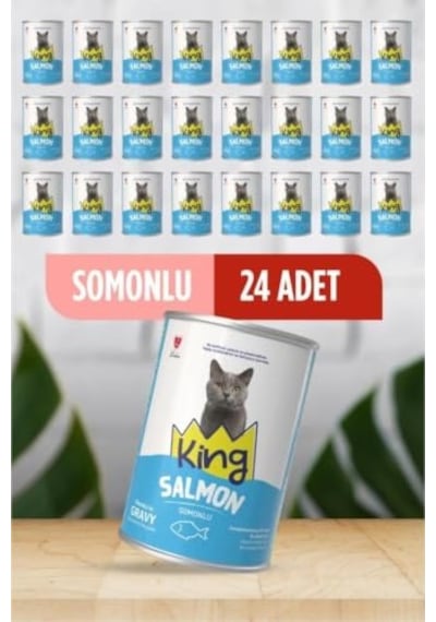 King Somonlu Yetişkin Kedi Konservesi, 400 Gr, 24 Adet