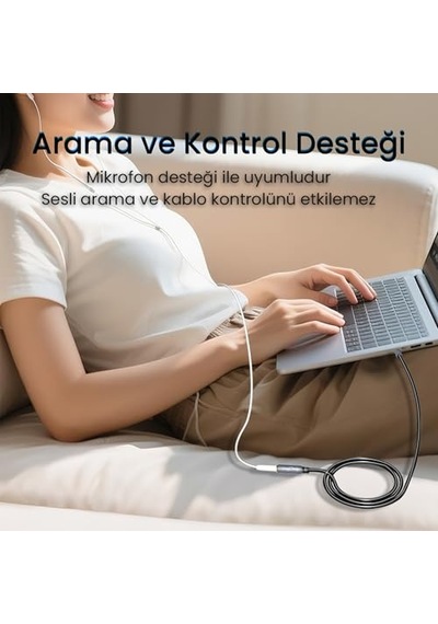 Veggieg 3.5mm Trss Aux Kulaklık Mikrofon Ses Uzatma Kablosu 1 Metre