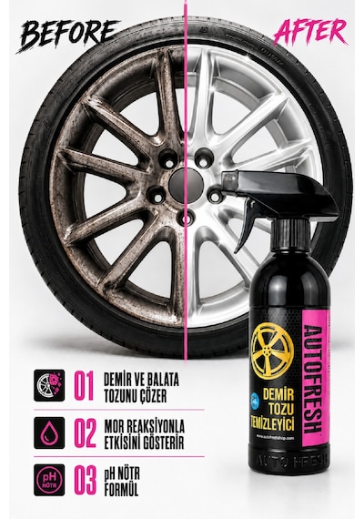 Autofresh Demir Tozu Jant ve Kaporta Ph Nötr Temizleyici 410 ML