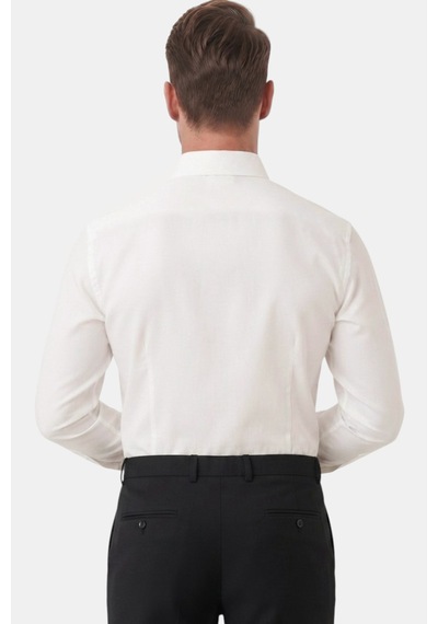 Rizzup Beyaz Slim Fit Kolay Ütülenebilir Açık Dik Yaka Likralı Erkek Gömlek 2602615
