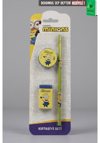 X Dekomus , Lisanslı Minions 3'lü Kırtasiye Seti Kurşun Kalem,silgi Ve Kalemtraş Diğer
