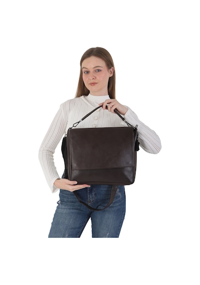 Erzeno Hakiki Deri Unisex Kahverengi Laptop Çantası Notebook Çantası Macbook Çantası Ve Evrak Çantası Kahverengi - 771182288 Kahverengi