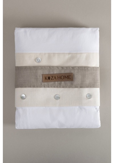 Koza Home Dave Fildişi Sedef Düğmeli Çift Kişilik Nevresim Takımı 200x220 4 Krem