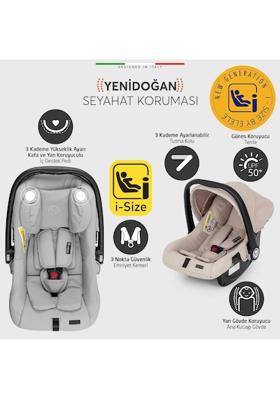 Elele Flight 2 Kabin Tipi Travel Sistem Bebek Arabası Bej