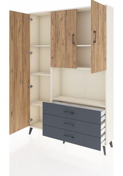 Arges Dolap 6 Raflı 3 Çekmeceli 3 Kapaklı 132x30x195 Aytaşı-çam/antrasit Atlas Çam/antrasıt Arges Dolap 6 Raflı 3 Çekmeceli 3 Kapaklı 132x30x195 Aytaşı-çam/antrasit Atlas Çam/antrasıt
