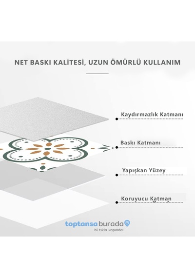 Trendpoint Kendinden Yapışkanlı Pvc Sticker 6adet 20cm 20cm Mutfak Banyo Duvar Zemin Kaplama