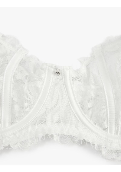 Koton Dolgusuz Balenli Bridal Dantelli Sütyen Beyaz 6slk10024mk