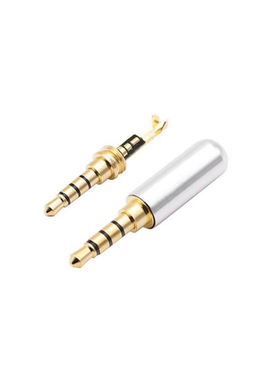 3.5mm Stereo Jak 3 Pin 4 Boğumlu Metal Konnektör - Lehim Tipi Gri