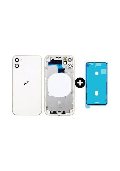 Apple Uyumlu iPhone 11 Boş Kasa Beyaz + Sıvı Ve Toz Bandı