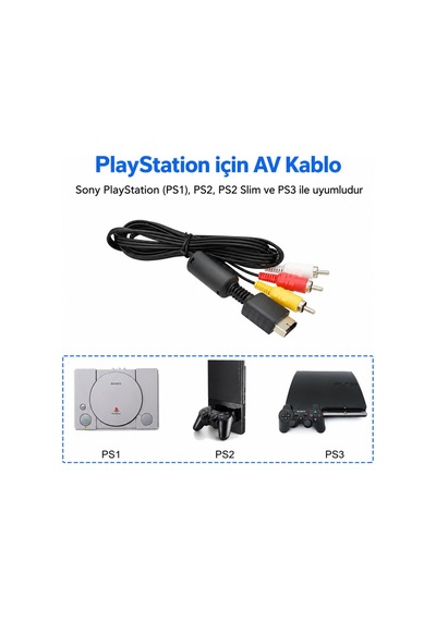 Ps1 Ps2 Ps3 Tv Kablosu Rca Av Audio Video Playstation Ses Görüntü Bağlantı Kablosu
