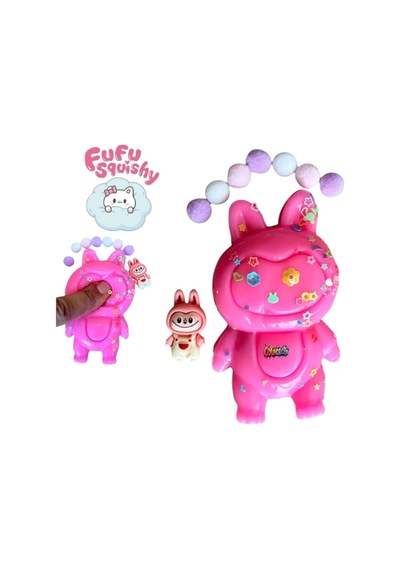 Labubu Fu Fu Squishy Pati Figür Taba Sukuşi Pullu Stres Asmr Oyuncak Pembe 9 Cm