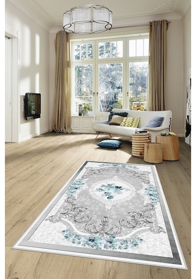 West Home Dijital Baskı Yıkanabilir Kaymaz Taban Salon Halısı Mutfak Halısı Yolluk Ve Banyo Paspası Wh 031 Grey