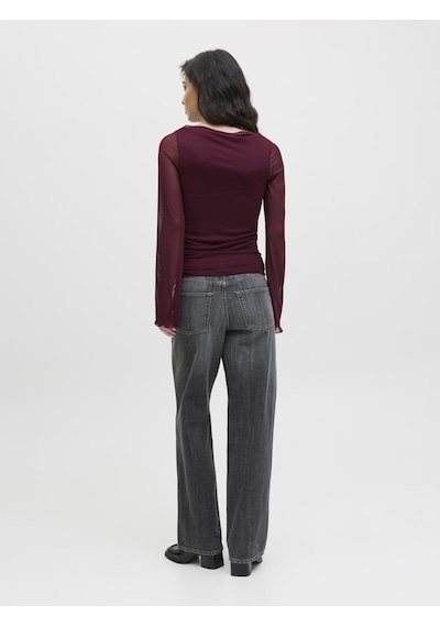 Jack & Jones Kadin Kayik Yaka Tisört - Minna - 12280223 Cabernet