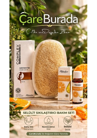 Çareburada Selülit Bakım Seti Portakal Yağı 20 Ml. & Selülit Bakım Yağı 125 Ml. & Kabak Lifi Sık