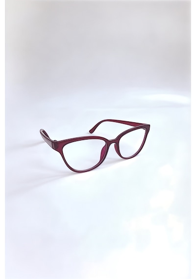 Mavi Işık Korumalı Cat Eye Gözlük Optik Uyumludur Blue Block Şeffaf Bordo Çerçeve Desenli