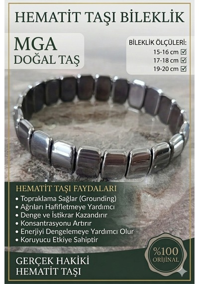 Hematit Bileklik - Hematit Taşı Bileklik - Testesteron Bileklik Gri Gri