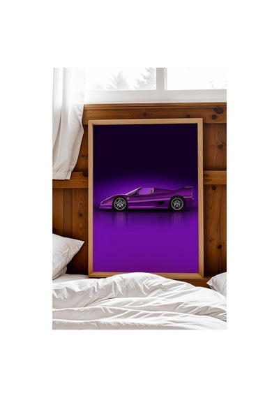 Saturn Ferrari F50 Araba Çerçeveli Tablo Erkek Odası Ve Garaj Dekoru Classic Car Collection