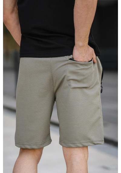 Oksit Sams Fermuarlı Detaylı Dokuma Slim Fit Likralı Erkek Bermuda Şort 001