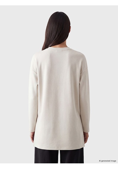 Lcw Everyday Bej Bisiklet Yaka Soft Touch Kadın Tunik