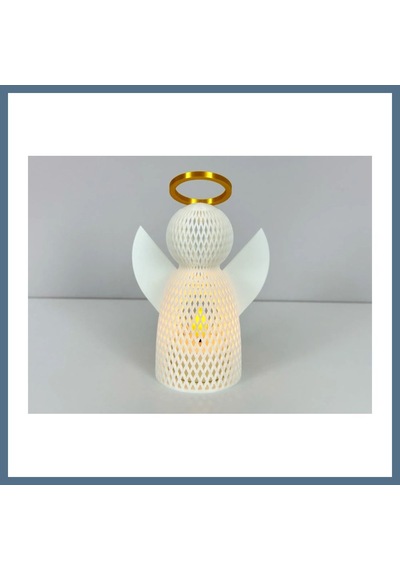 Buradabulabilirsin 3d Baskı File Dokulu Melek Tealight Mumluk 14,5 Cm Altın Haleli Dekoratif Fener Şamdan Masa Süsü Bbz