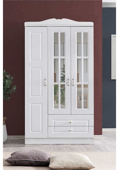 Gardırop, Country West Mdf Ön Yüzeyli 3 Kapılı Dolap - Beyaz Ahşap