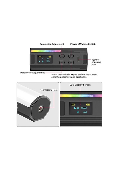 Ulanzi Kompakt Manyetik Rgb Led Tüp Işık