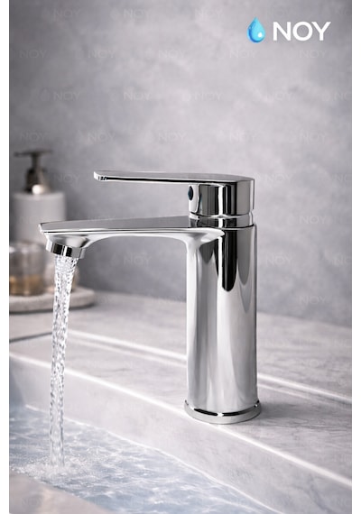 Lavabo Bataryası Krom Tek Kollu, Su Tasarruflu, Kartuşlu Banyo Musluğu Modern Ve Şık Krom