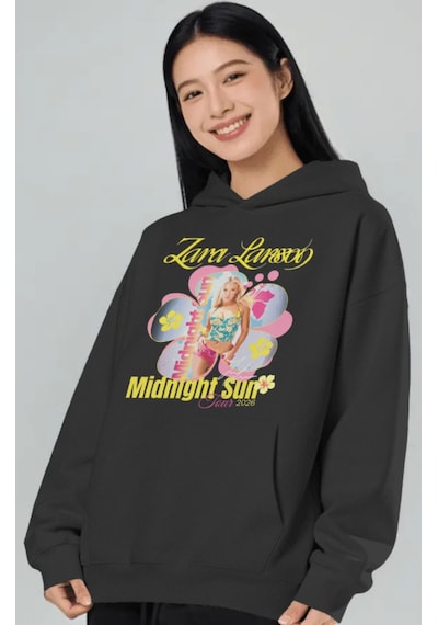 Sevbano Zara Larsson Midnight Şarkıcı Ön Baskılı Unisex Oversize Premium Siyah