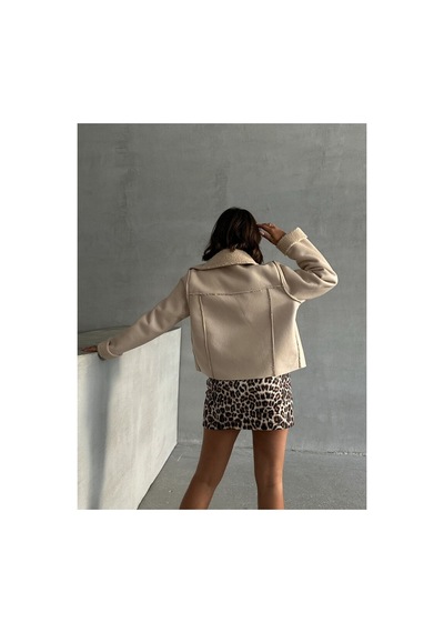 Verymoda Lamine Deri Fermuarlı F1511 Açık Taş
