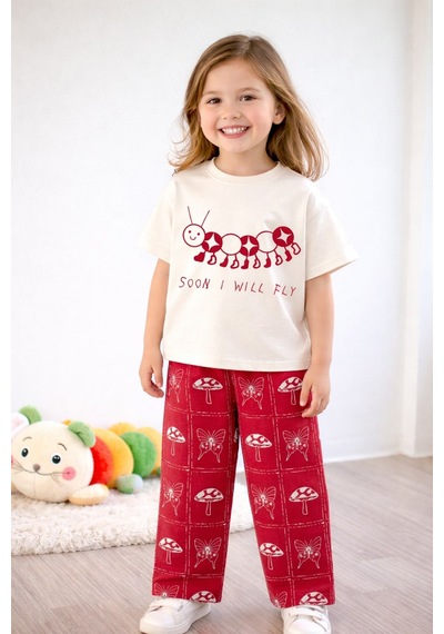 Monila Kız Çocuk Pamuklu Tırtıl Baskılı T-shirt Ve Bordo Baskılı Eşofman Alt Üst Takım Ekru/bordo Monila Kız Çocuk Pamuklu Tırtıl Baskılı T-shirt Ve Bordo Baskılı Eşofman Alt Üst Takım Ekru/bordo