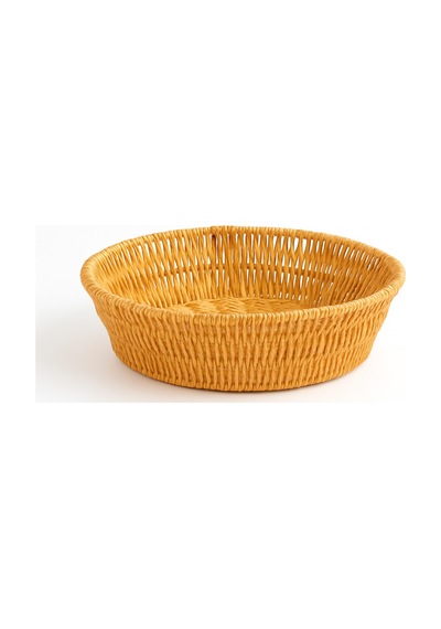Yuvarlak Örgü Hasır Ekmek & Servis Sepeti 25 Cm Bej