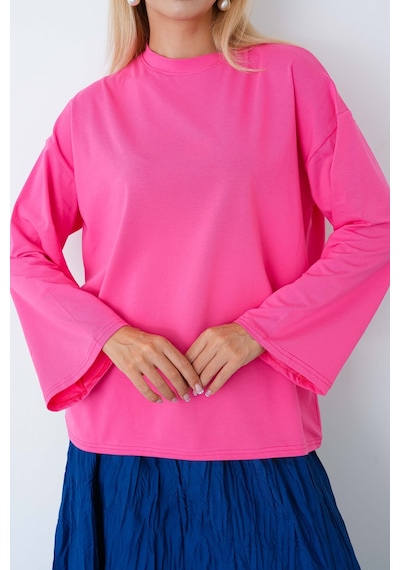 Herkesemoda Kadın Tesettüre Uygun Geniş Kollu Body Pembe