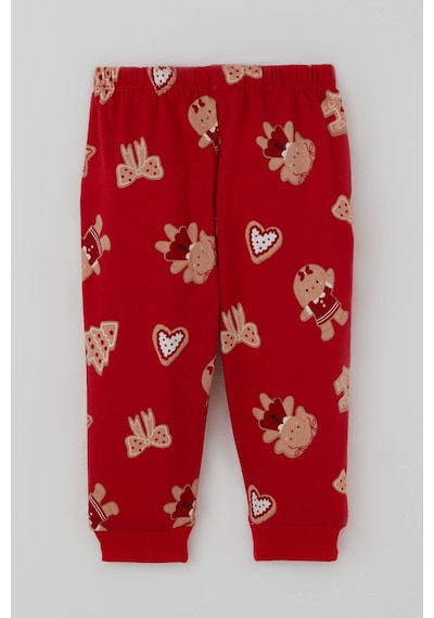 Breeze Kız Bebek Pijama Takımı Sevimli Kurabiye Bebek & Fiyonk Desenli Önden Çıtçıtlı 4 Ay - 1 Yaş , Kırmızı